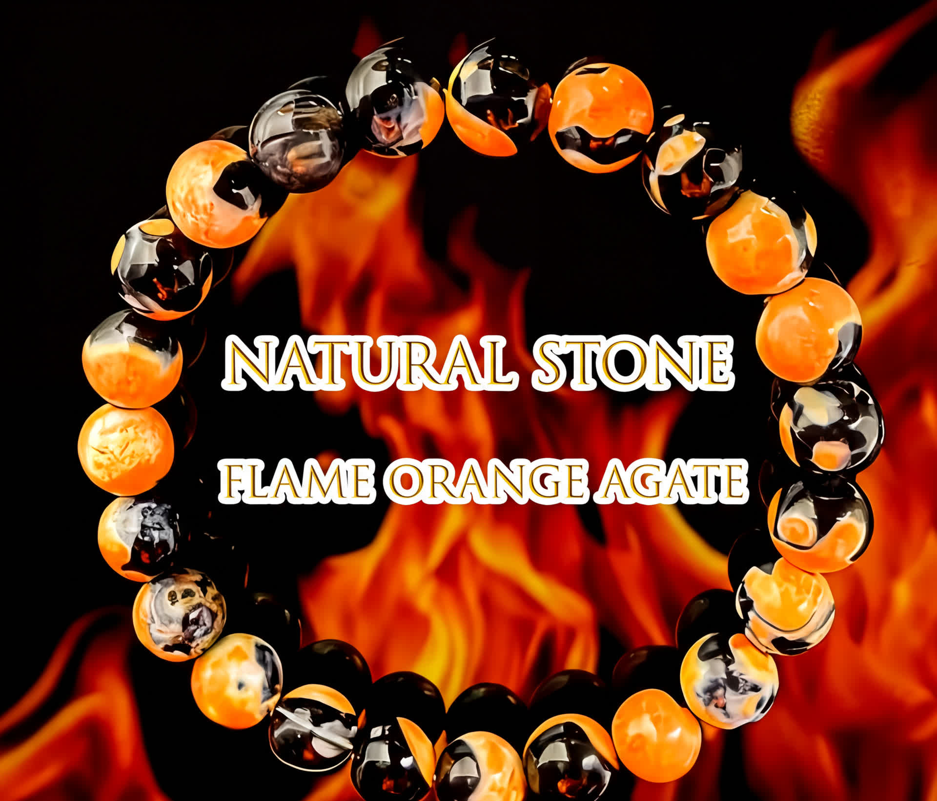 Bracelet en agate de feu orange