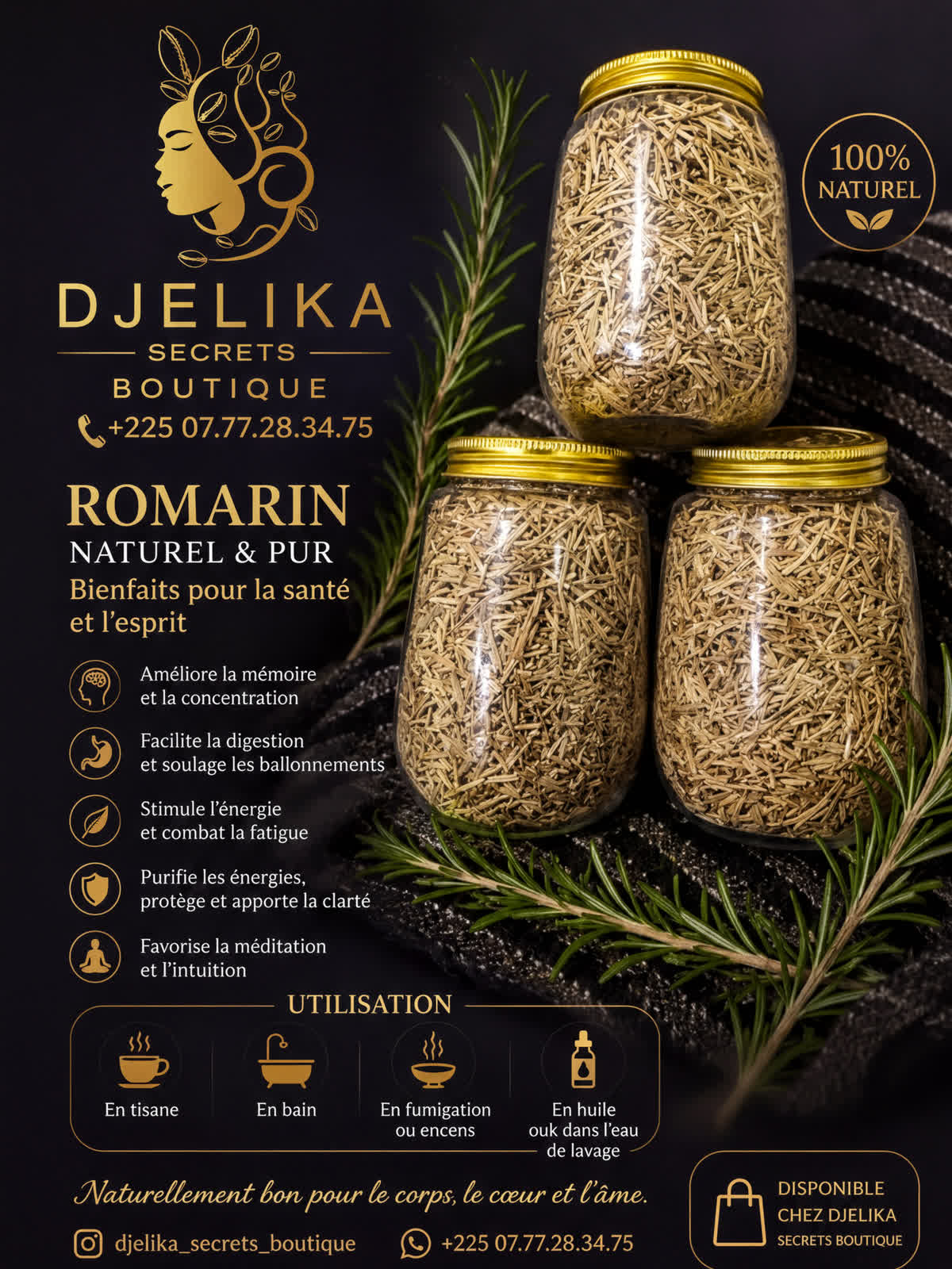 Romarin et produits naturels Djelika Secrets